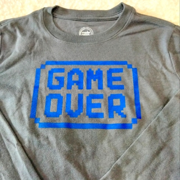 Game Over Wonder Nation long sleeved tee shirt size XS 4-5 gray blue - Picture 3 of 4
